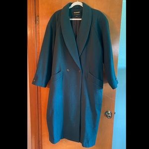 Vintage Fitz Wright, Size 16, teal wool trench coat